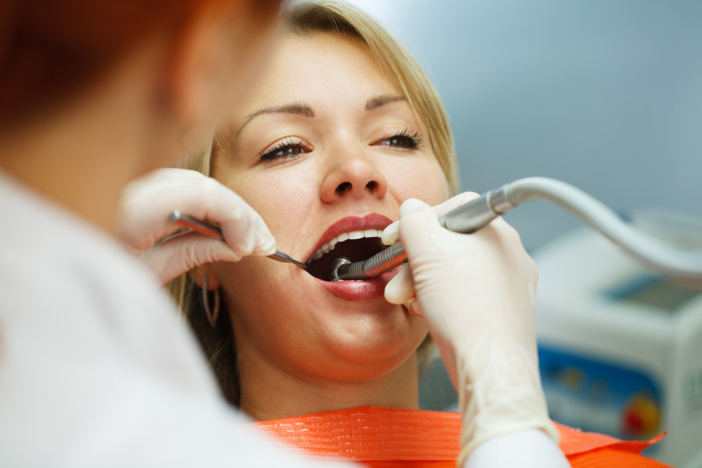 woman in dental check up