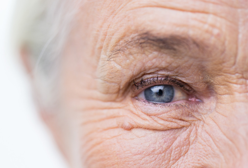 An old person with eye health issues